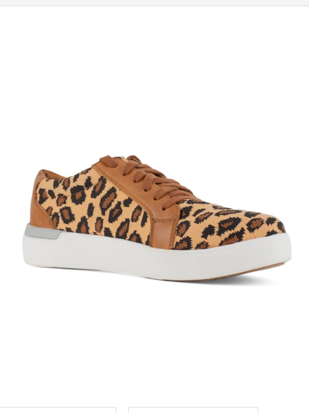 Rockport Work PARISSA Leopard Print Hard Toe Slip Resistant Knit  Work Sneaker